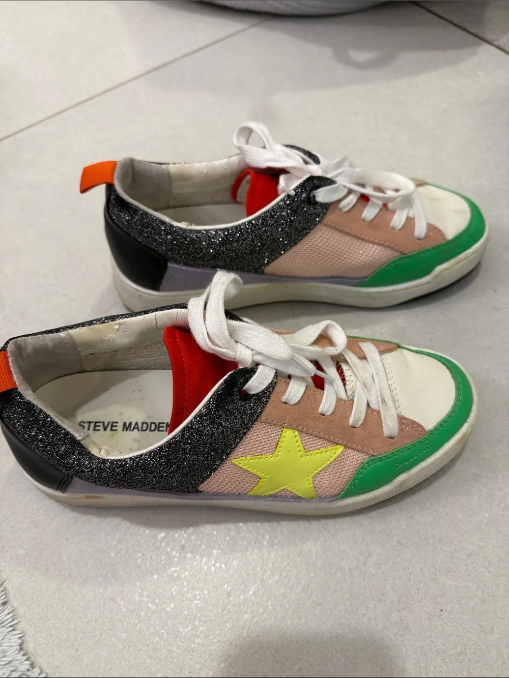 Steve Madden Kids Multicolor Sneakers - Green, Pink, Yellow, Black, Orange